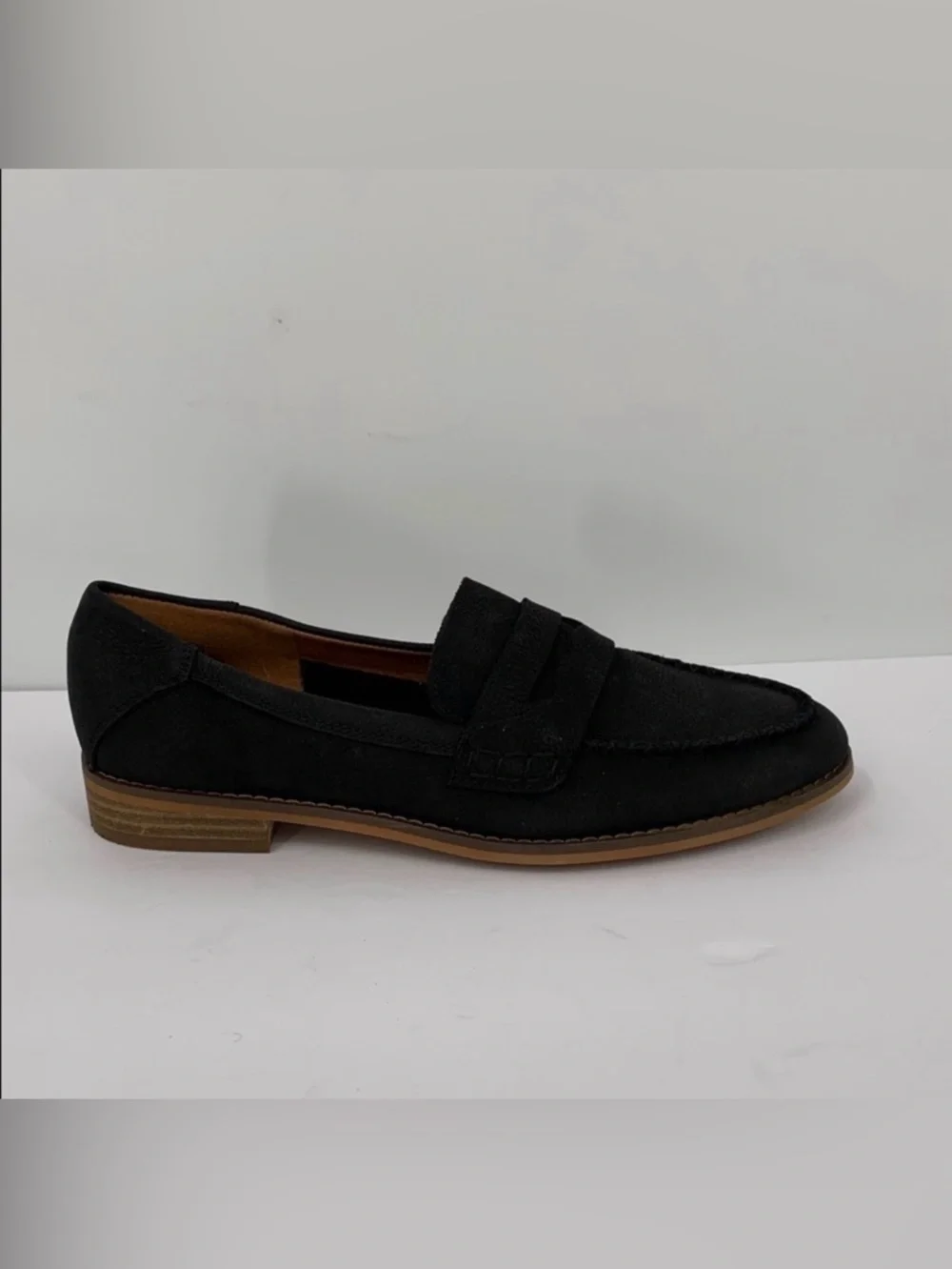 Lucky Brand Eryka suede leather loafer slip-on black shoe women 38 7.5